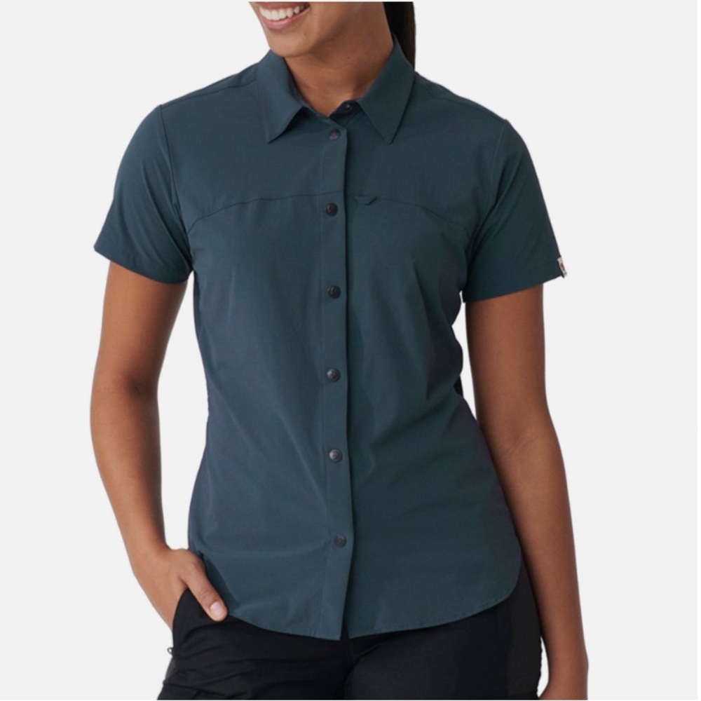 Fjallraven Dark Navy High Coast Lite Button Up collared slim fit Shirt size XL